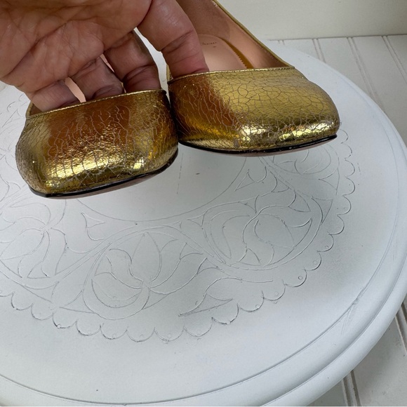 J. Crew Celia gold stack heel pumps - Picture 6 of 13